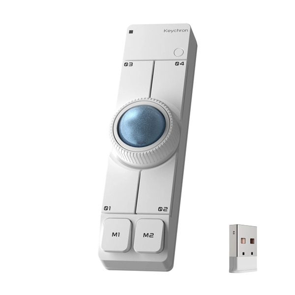 【美品】NapePro Wireless Trackball（White） Keychron Nape Pro Wireless Trackball Mouse Wit, 0 - 4000 Dpi, 2,4