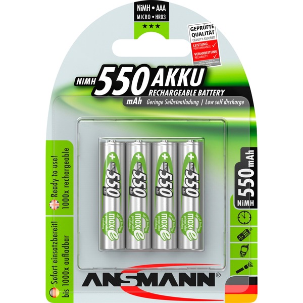 etiquette Gelijkmatig Bewijs Ansmann 550 mAh oplaadbare batterij Groen, 4x AAA (Micro)