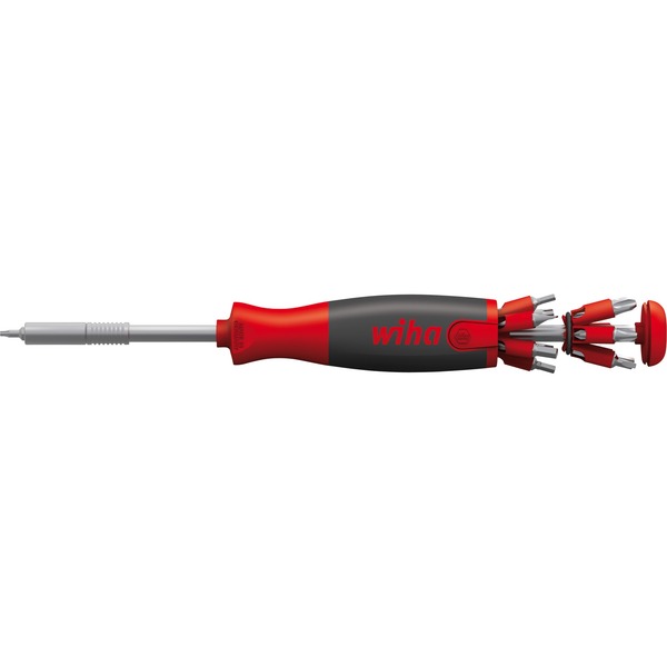 Wiha 38613 Screwdriver set LiftUp electric 6-piece with storable bitsetI screwdriver set with bit magazine of slimbits for electricians, bit holder, slot/crosshead/plusminus, Red/Yellow