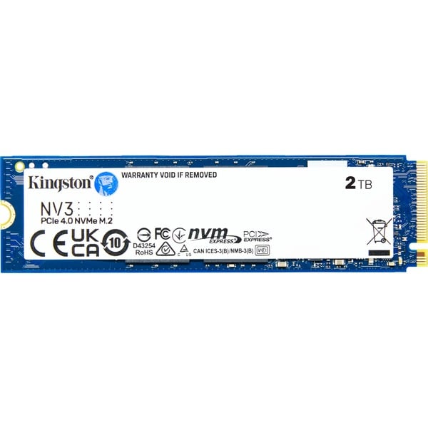 新品Kingston NV3 2TB SSD PCIe 4.0 NVMe M.2 Kingston NV3 2 TB SSD SNV3S/2000G, PCIe 4.0 x4, NVMe, M.2 2280