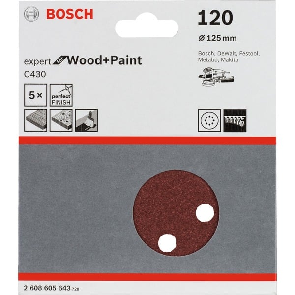 Bosch Professional Schuurpapier Expert voor Hout en Verf, 125mm, K120