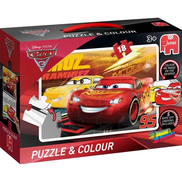 Bijproduct Kampioenschap laser Jumbo Disney - Pixar Cars 3 vloerpuzzel en kleuren 18 stukjes