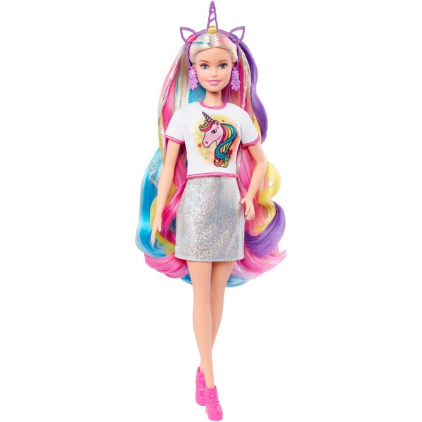vier keer katoen gekruld Barbie Fantasy Hair met zeemeermin en eenhoorn looks Pop