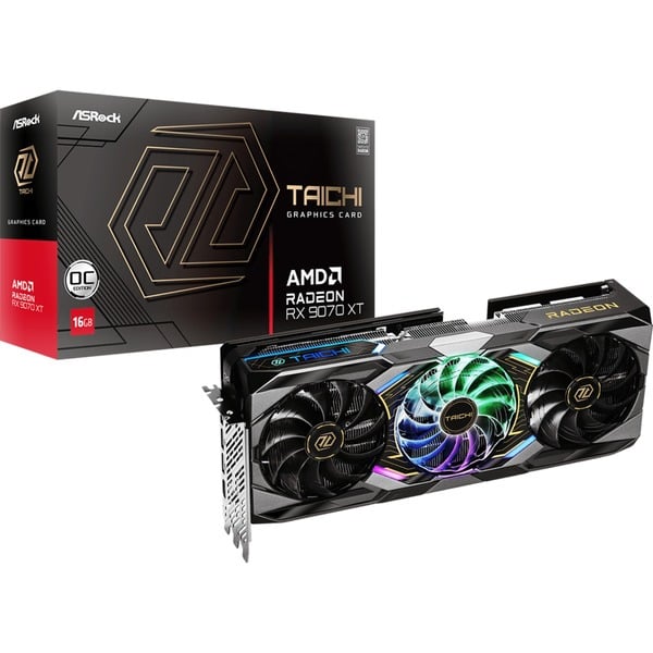 ASRock Radeon RX 9070 XT Taichi 16GB OC grafische kaart Zwart