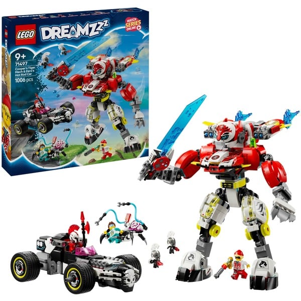 DREAMZzz - Coopers tijgermecha en Zero's hot rod auto Constructiespeelgoed