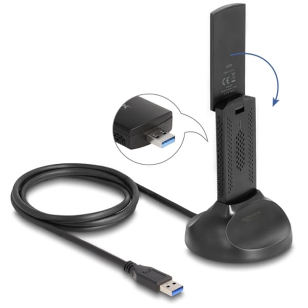 DeLOCK Wi Fi 6E Dual Band WLAN USB Adapter AX3000 Wlan Adapter Zwart delock-wi-fi-6e-dual-band-wlan-usb-adapter-ax3000-wlan-adapter-zwart