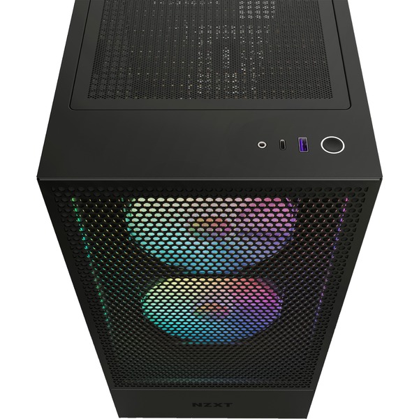 NZXT H5 Flow RGB All Black midi tower behuizing Zwart (mat) 1x USBA 1x USBC RGB Window