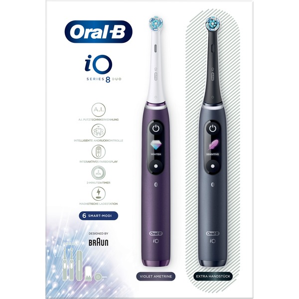 Geef energie uitbreiden Trunk bibliotheek Oral-B Oral-B iO Series 8 Duo elektrische tandenborstel Paars/zwart