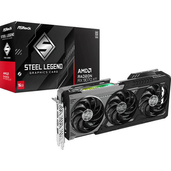 ASRock Steel Legend Radeon RX 9070 XT未開封 ASRock Radeon RX 9070 XT Steel Legend Dark 16GB grafische kaart 3x