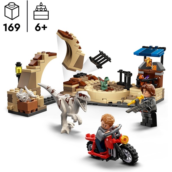 LEGO Jurassic World - Atrociraptor dinosaurus motorachtervolging Constructiespeelgoed
