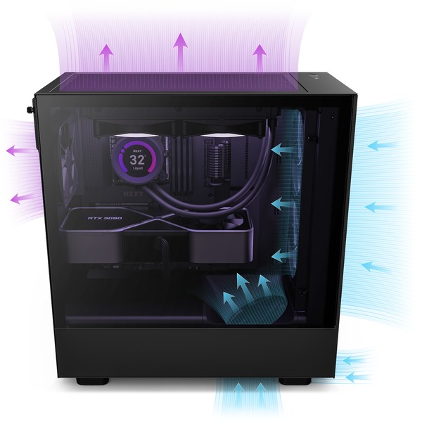 NZXT H5 Flow All Black Towerbehuizing Zwart (mat) USBC WindowKit
