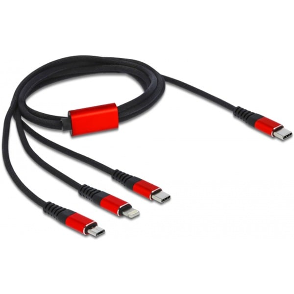 USB-oplaadkabel 3-in-1 USB-C naar Lightning + Micro USB + USB-C