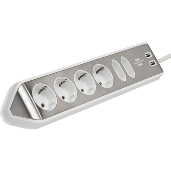 Respectievelijk Site lijn Inzet Brennenstuhl Estilo hoekstopcontact 4-voudig met USB-oplaadfunctie stekkerdoos Wit/roestvrij staal Respectievelijk Site lijn Inzet Brennenstuhl Estilo hoekstopcontact 4-voudig met USB-oplaadfunctie stekkerdoos Wit/roestvrij staal