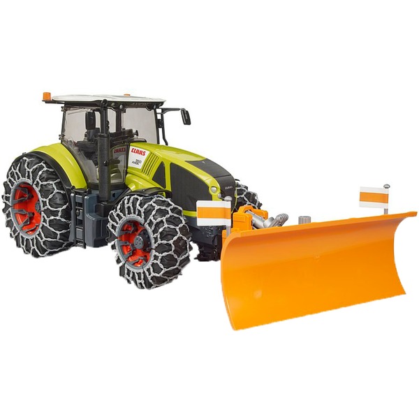 Tractor Claas Axion 950 met sneeuwkettingen en ploegblad