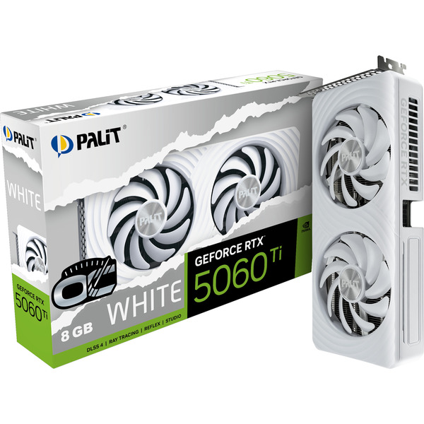 Palit GeForce RTX 5060 Ti 8GB（本体のみ） Palit GeForce RTX 5060 Ti OC WHITE 8GB grafische kaart Wit, DLSS 4