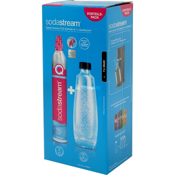 Sodastream Quick Connect CO2reservecilinder CQC + glazen fles