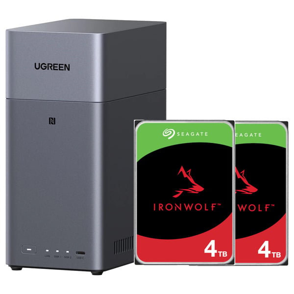 UGREEN DH2300 incl. 2x Seagate IronWolf 4 TB harde schijf nas
