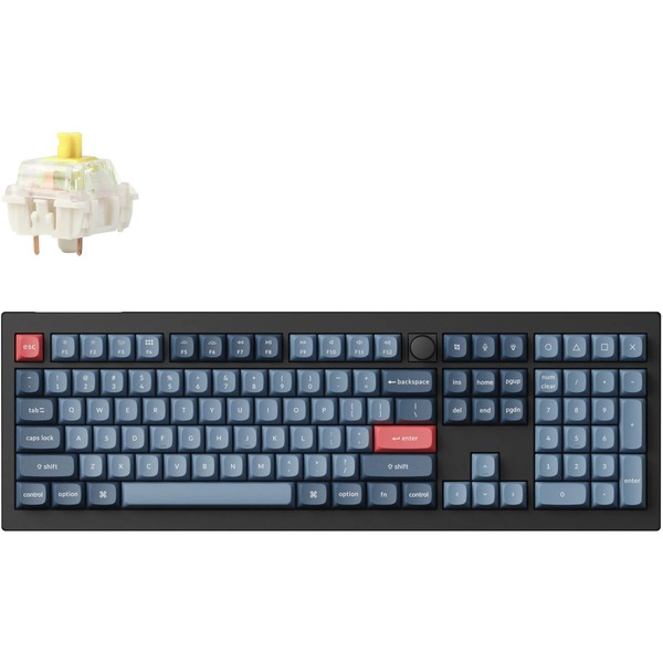 Keychron V6 Max-D4, toetsenbord Zwart, US lay-out, Gateron Jupiter Banana, RGB leds, Double-shot Keychron V6 Max-D4, toetsenbord Zwart, US lay-out, Gateron Jupiter Banana, RGB leds, Double-shot