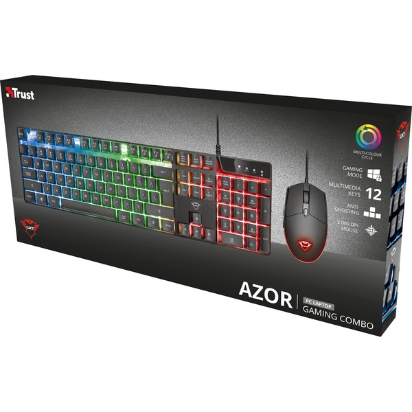 Trust GXT 838 Azor Keyboard and Mouse Set Zwart, US layout, RGB led
