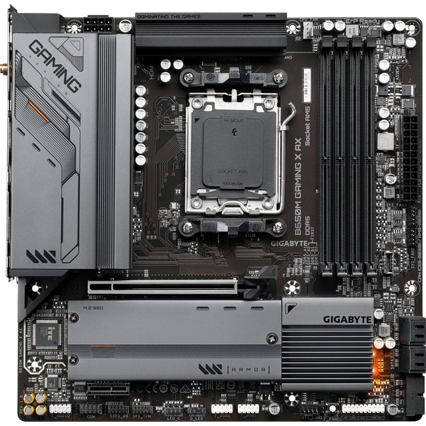 GIGABYTE B650M Gaming X AX, socket AM5 moederbord Donkerbruin, RAID, 2.5 GbLAN, WiFi 6E, BT 5.