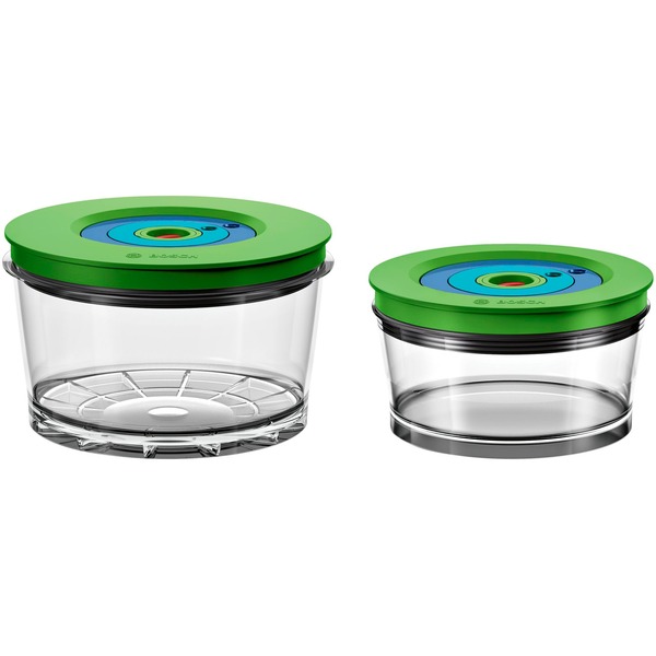 Home Vacuüm container Transparant/groen, 2 stuks