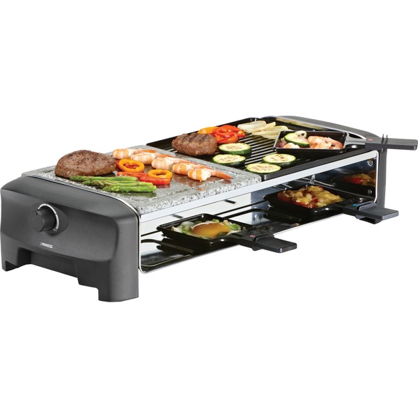 Pest Woedend Bedrijf Princess Raclette 8 Stone & Grill Party gourmetstel Grijs/zwart