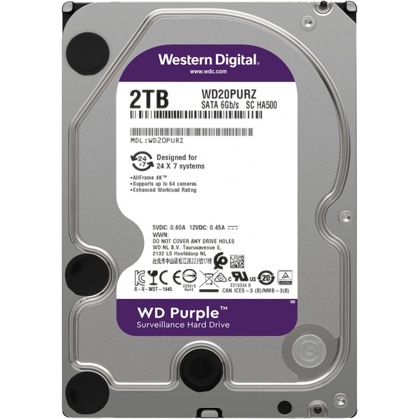 WD Purple, 2 TB harde schijf SATA 600, WD20PURZ, Bulk Outlet