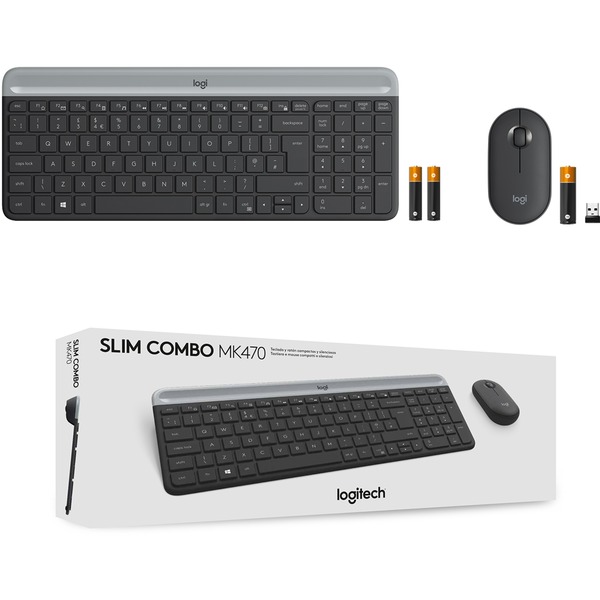 Logitech MK470 Slim Wireless Keyboard and Mouse Combo , desktopset