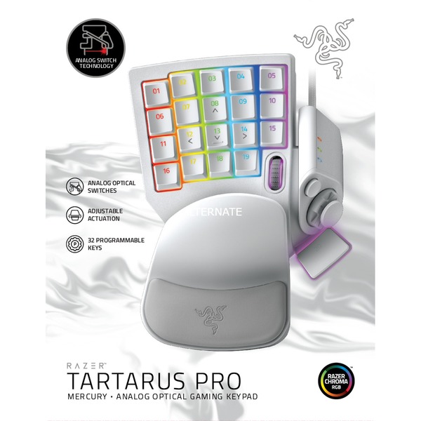 Razer Tartarus Pro Mercury White gaming keypad Wit, Razer Analog