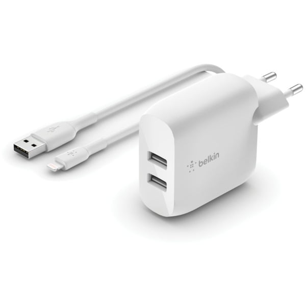 BOOSTCHARGE 2-poorts USB-A wandlader + Lightning/USB-A kabel