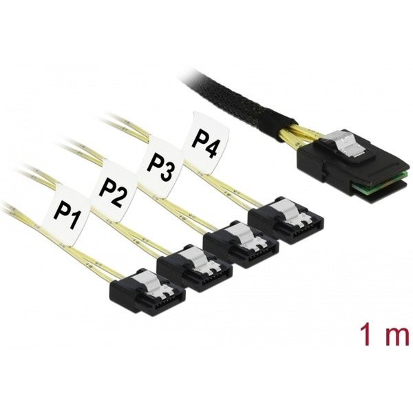 Interne MiniSAS SFF-8087 naar 4x 7-pin SATA adapterkabel