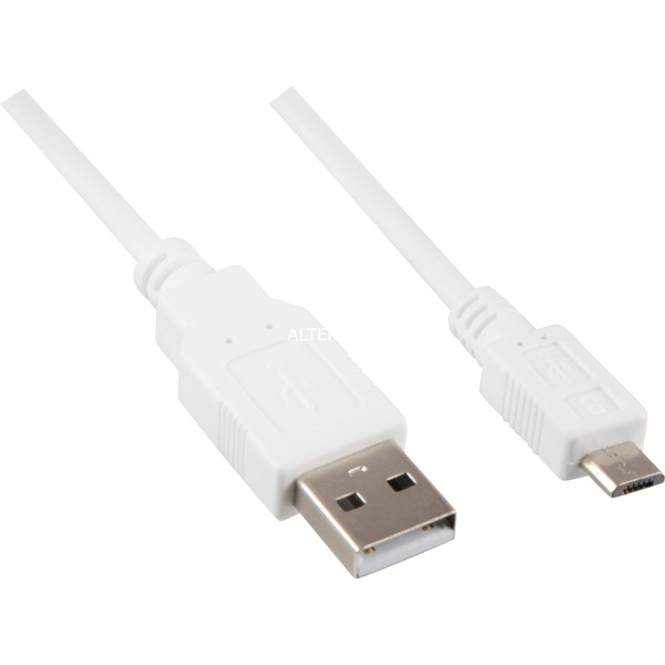 technisch Genealogie Ademen Sharkoon USB 2.0 Kabel, USB-A > Micro USB-B Wit, 3 meter