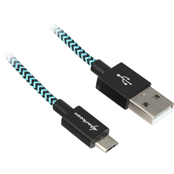 lucht Slepen Onderhoud Sharkoon USB 2.0 kabel, USB-A > micro-USB B Zwart/lichtblauw, 2 meter