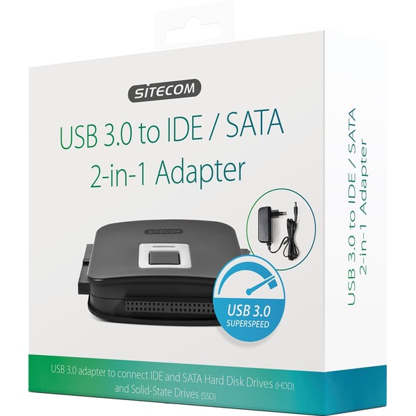 USB 3.0 to IDE / SATA 2in1 Adapter Zwart, CN334