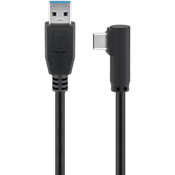 Afwijzen geloof Ass goobay USB-A 3.0-stekker > USB-C-stekker 90° kabel Zwart, 3 m