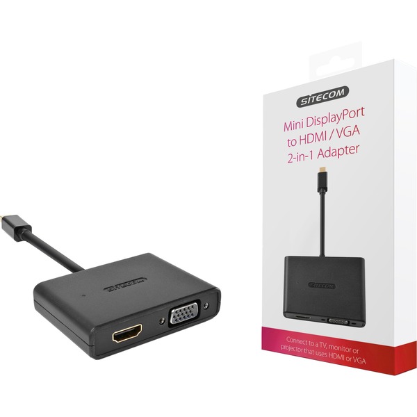 Mini DisplayPort to HDMI / VGA 2in1 Adapter Zwart, CN347