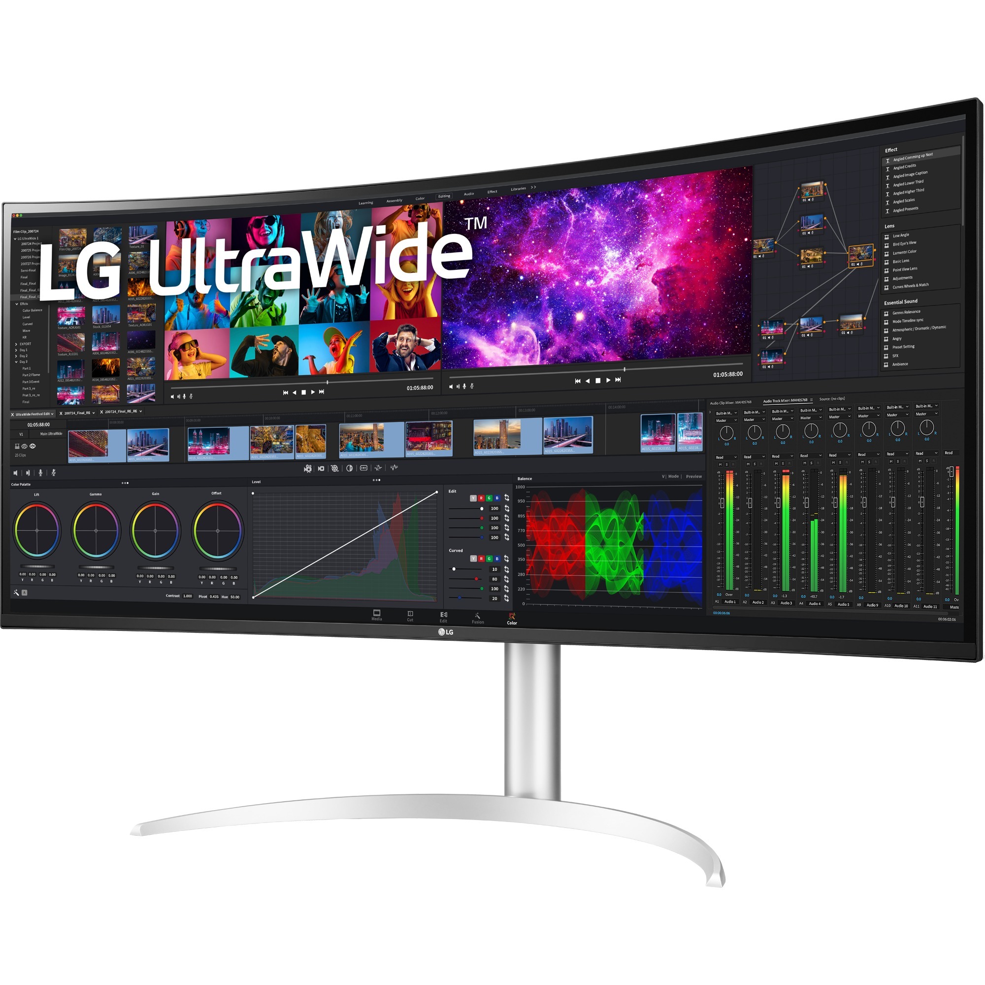 LG UltraWide 40WP95CP-W 39.7" 4K UHD Curved monitor Wit, 2x HDMI, DisplayPort, 2x USB-A, USB-C, Thunderbolt 4