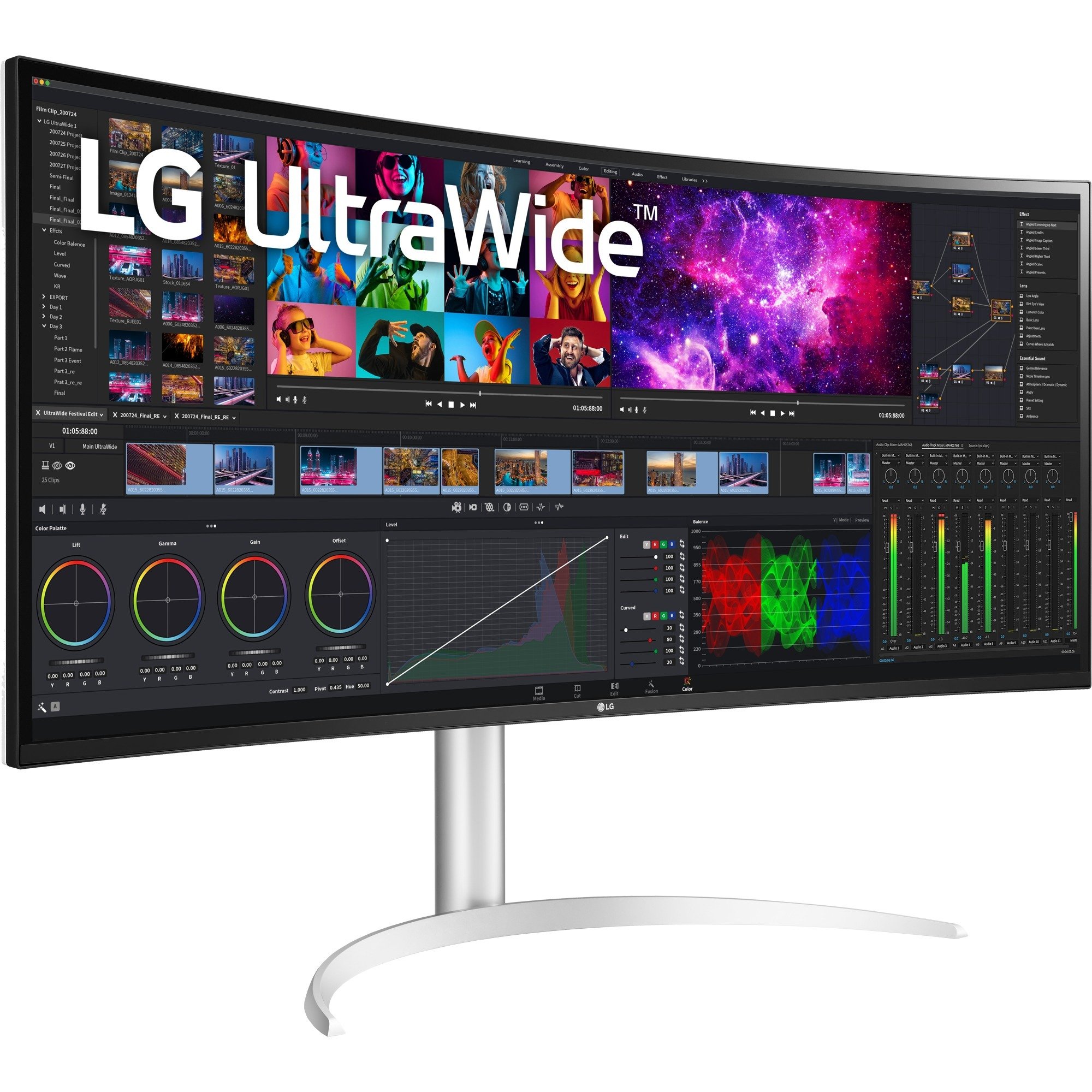 LG UltraWide 40WP95CP-W 39.7" 4K UHD Curved monitor Wit, 2x HDMI, DisplayPort, 2x USB-A, USB-C, Thunderbolt 4