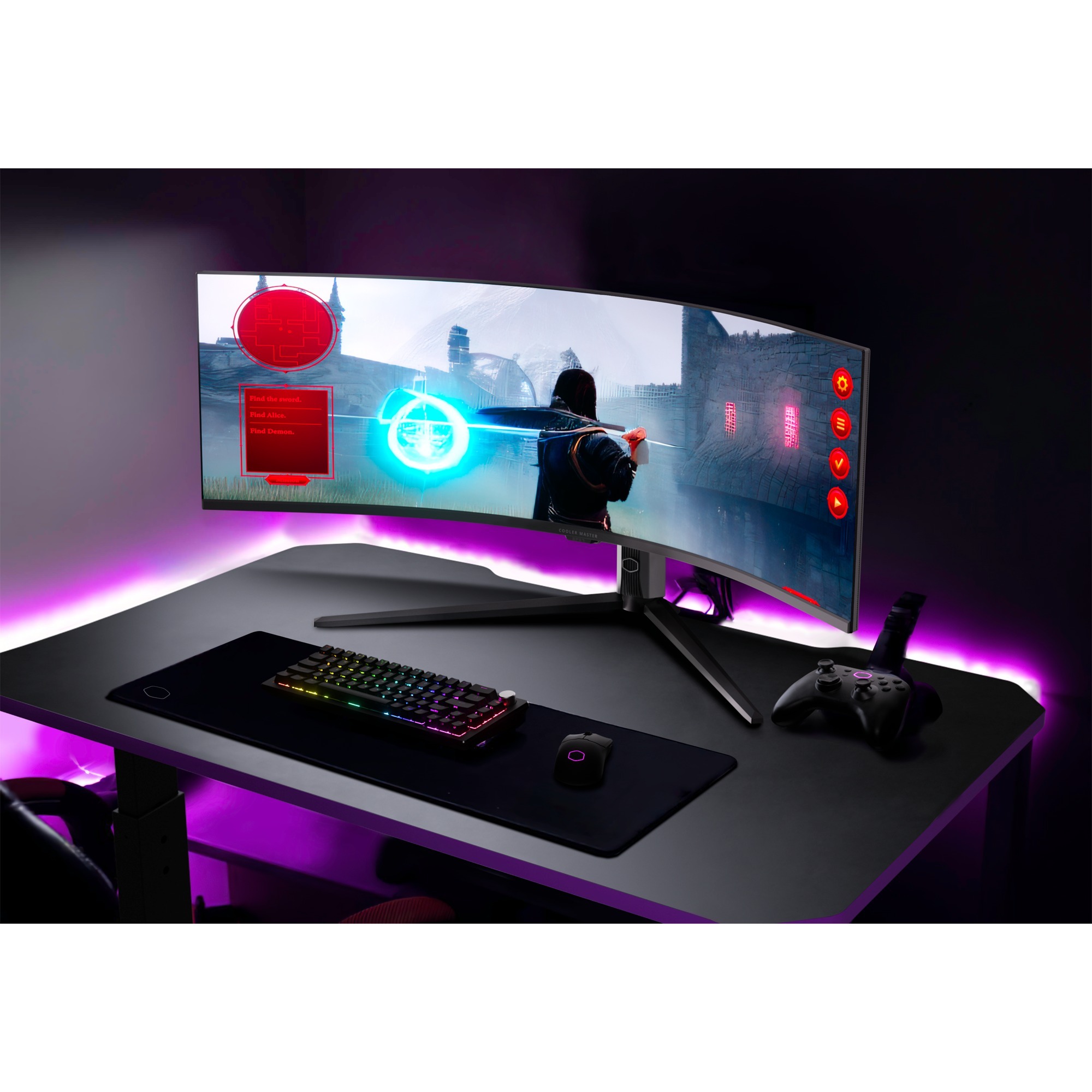 Cooler Master GP57ZS DUHD gaming monitor 57" 8K UHD Curved UltraWide  Zwart, 2x HDMI, 1x DisplayPort, USB-C, USB-B, USB-A, 120 Hz