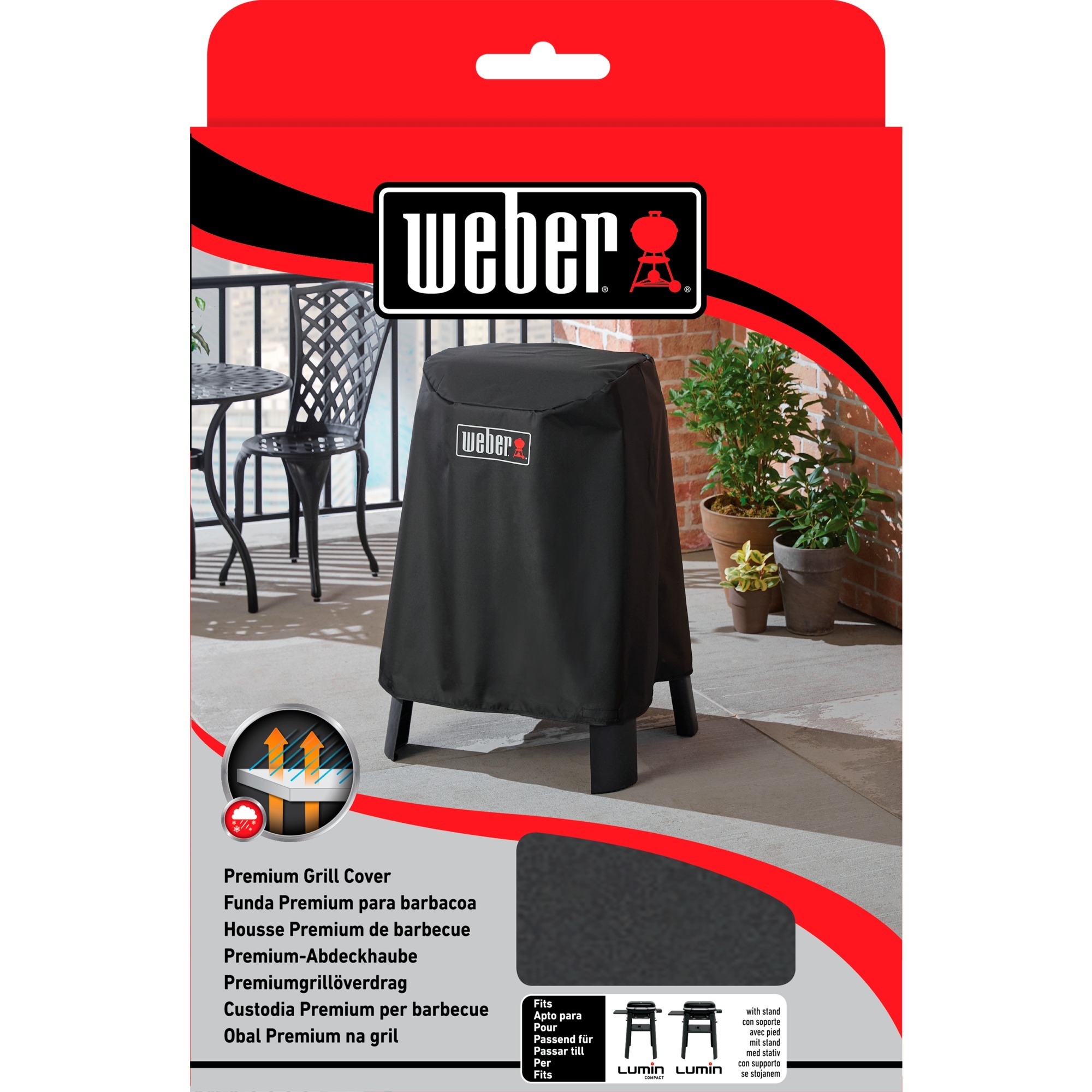 Weber Premium-barbecuehoes - Lumin-elektrische barbecue met onderstel / Lumin Compact-elektrische barbecue met onderstel beschermkap Zwart