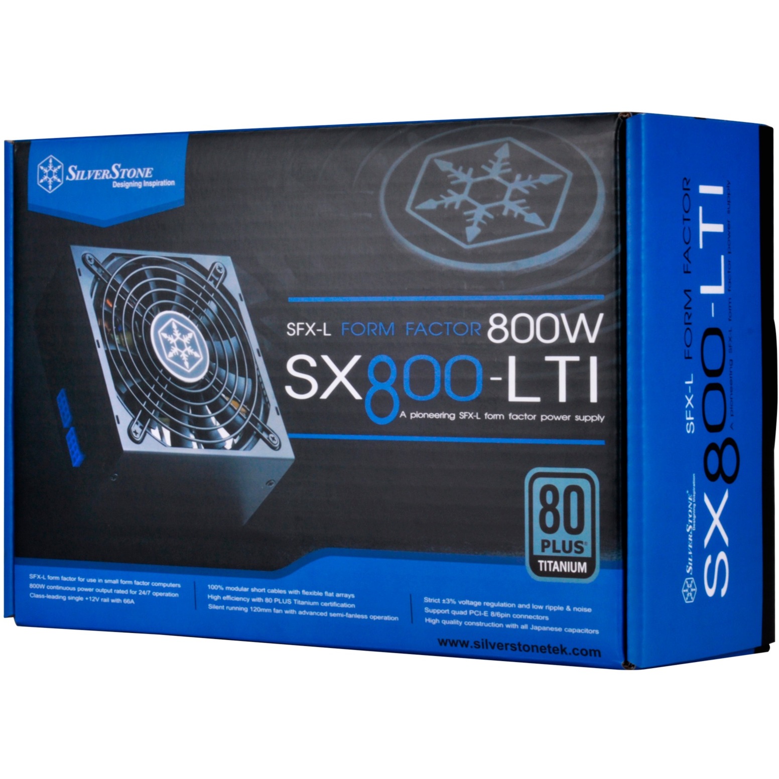 SilverStone SX800-LTI v1.2, 800W voeding  Zwart, 4x PCIe, Kabel-Management