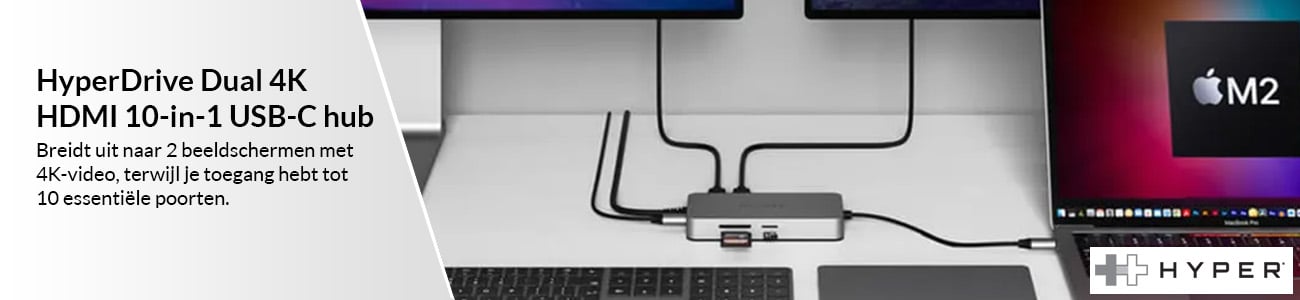 Hyper HyperDrive Dual 4K HDMI 10-in-1 USB-C Hub dockingstation