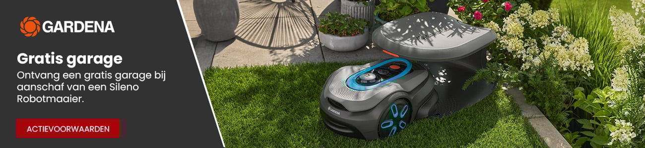 Gardena actie: Gratis garage bij aanschaf van een Sileno Robotmaaier