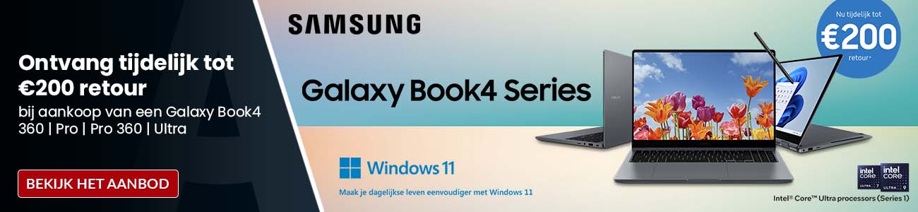 Stage - Samsung Galaxy Book4 tot €200,- cashback