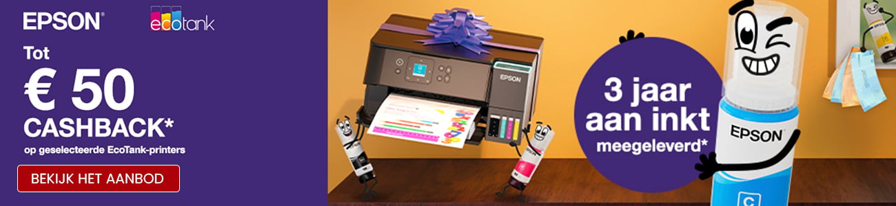 Epson EcoTank Cashback - Profiteer van tot wel €50,- cashback!