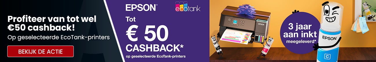 Epson EcoTank Cashback - Profiteer van tot wel €50,- cashback!