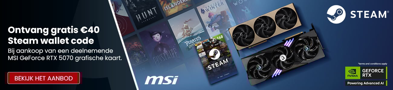 MSI componenten actie: Gratis €40 Steam wallet code