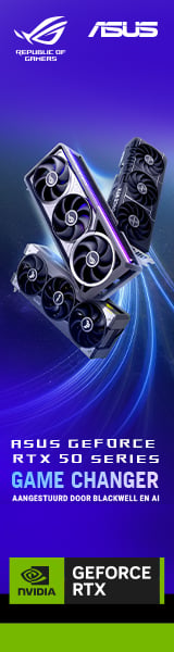 ASUS NVIDIA  GeForce RTX 50-serie grafische kaarten campagne - Skyscrapers links