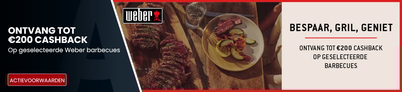 Ontvang tot  €200 CASHBACK op Weber barbecues