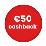  Ontvang tot  €50 CASHBACK